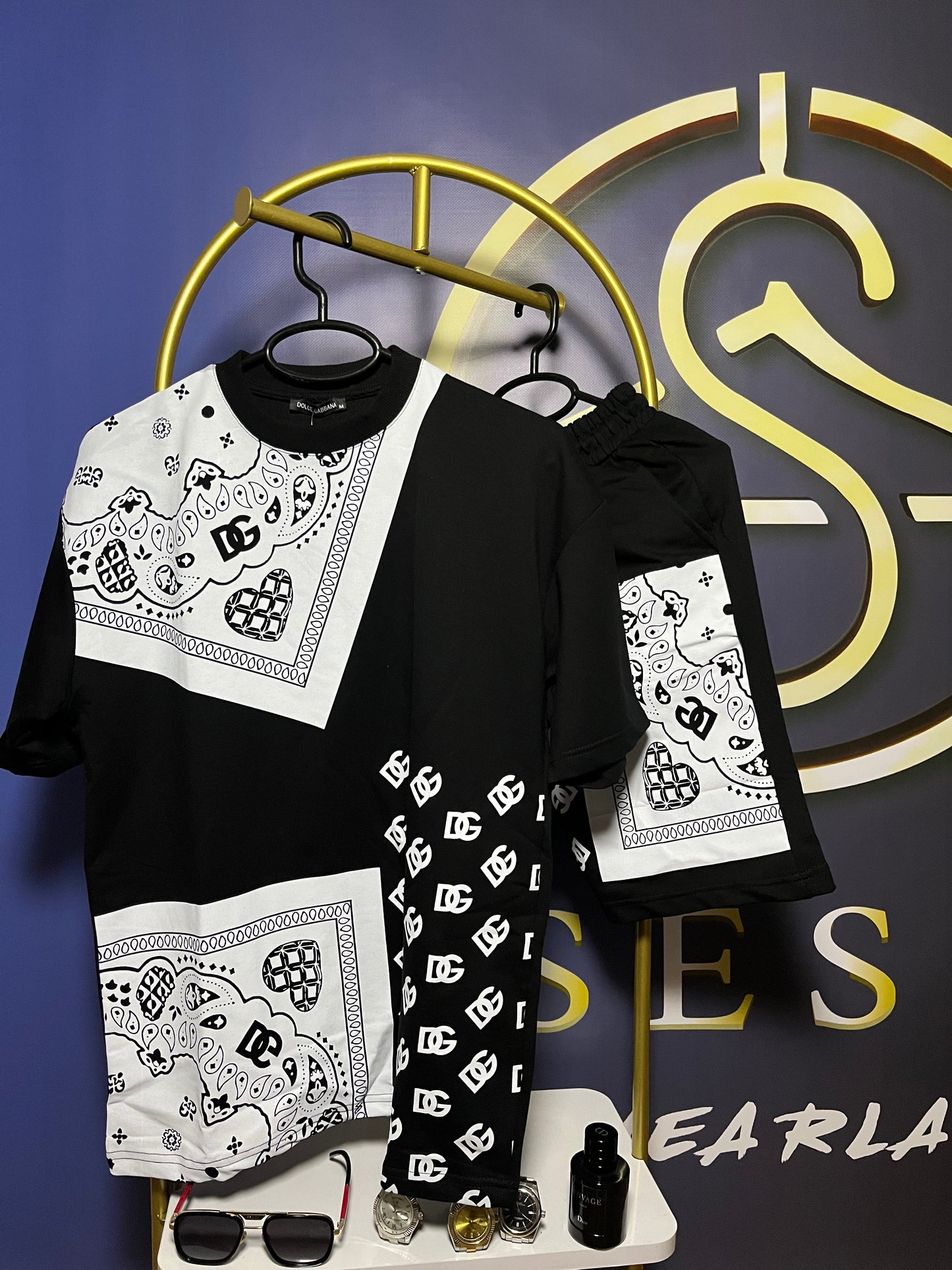 DOLCE GABBANA Oversize Özel Baskılı Şort Takımı
